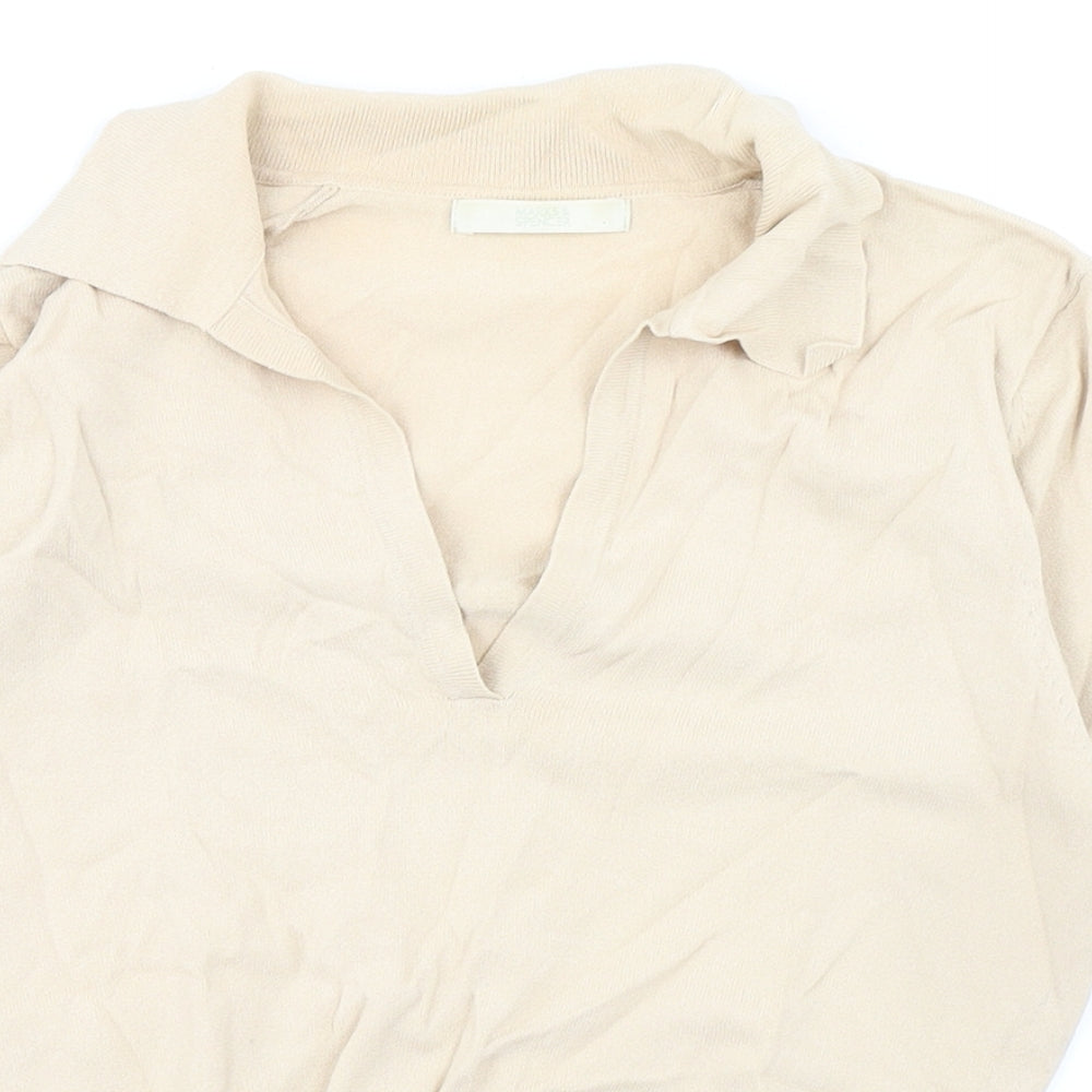 Marks and Spencer Womens Beige Viscose Basic Blouse Size 10 Collared
