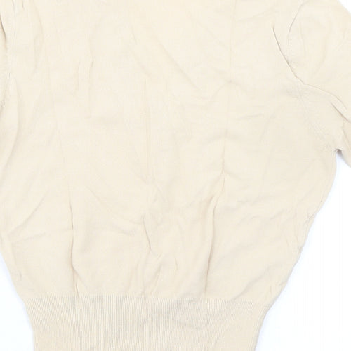 Marks and Spencer Womens Beige Viscose Basic Blouse Size 10 Collared