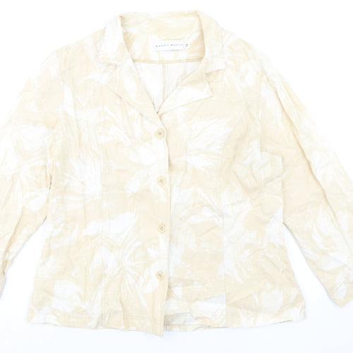 Mandy Marsh Womens Beige Floral Jacket Blazer Size 14 Button