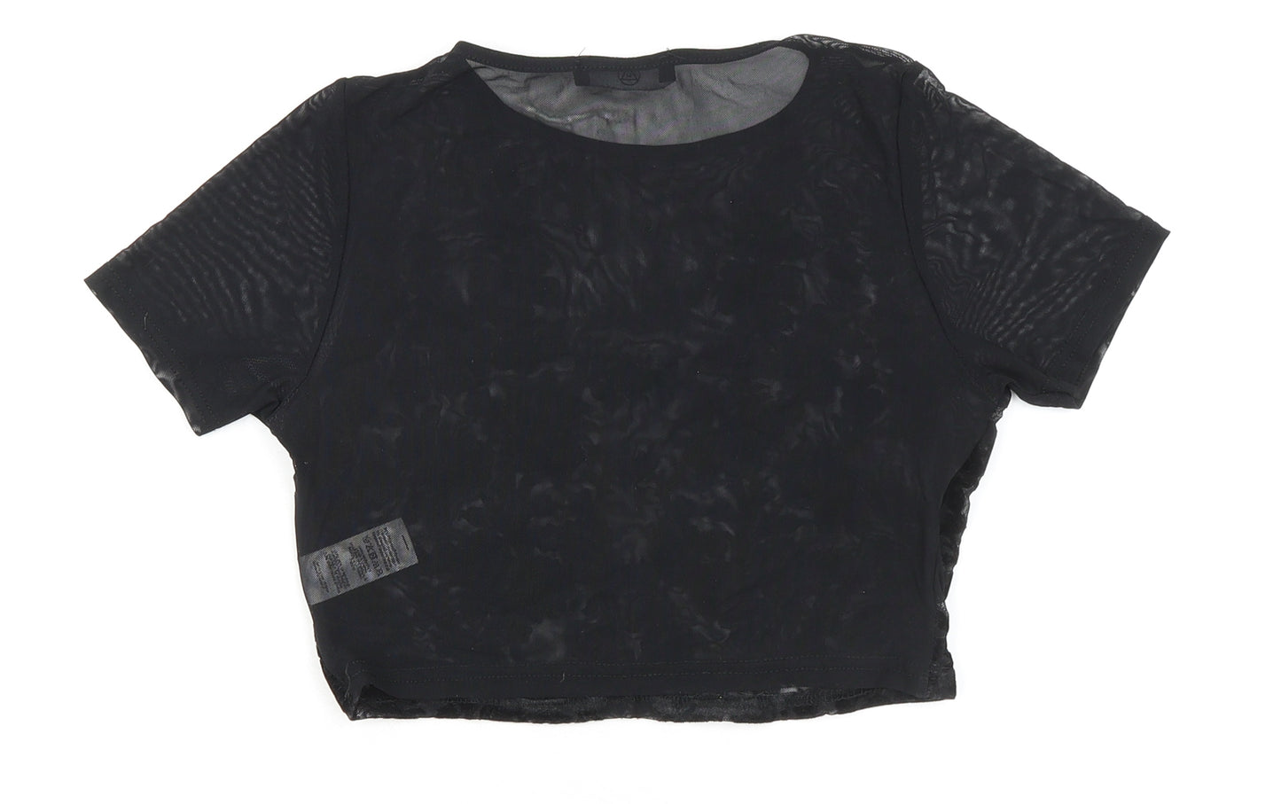 Missguided Womens Black Polyester Cropped Blouse Size 8 Round Neck