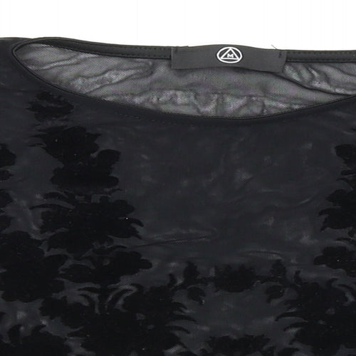 Missguided Womens Black Polyester Cropped Blouse Size 8 Round Neck
