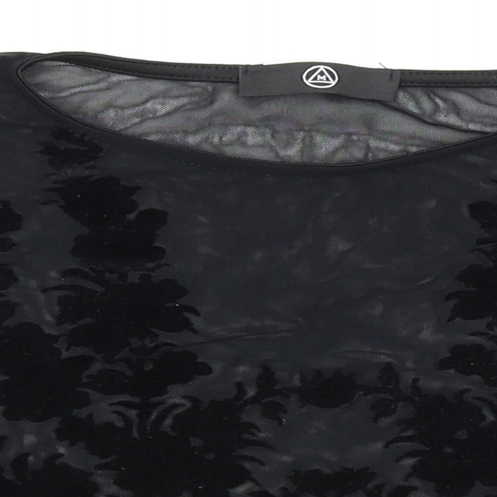 Missguided Womens Black Polyester Cropped Blouse Size 8 Round Neck