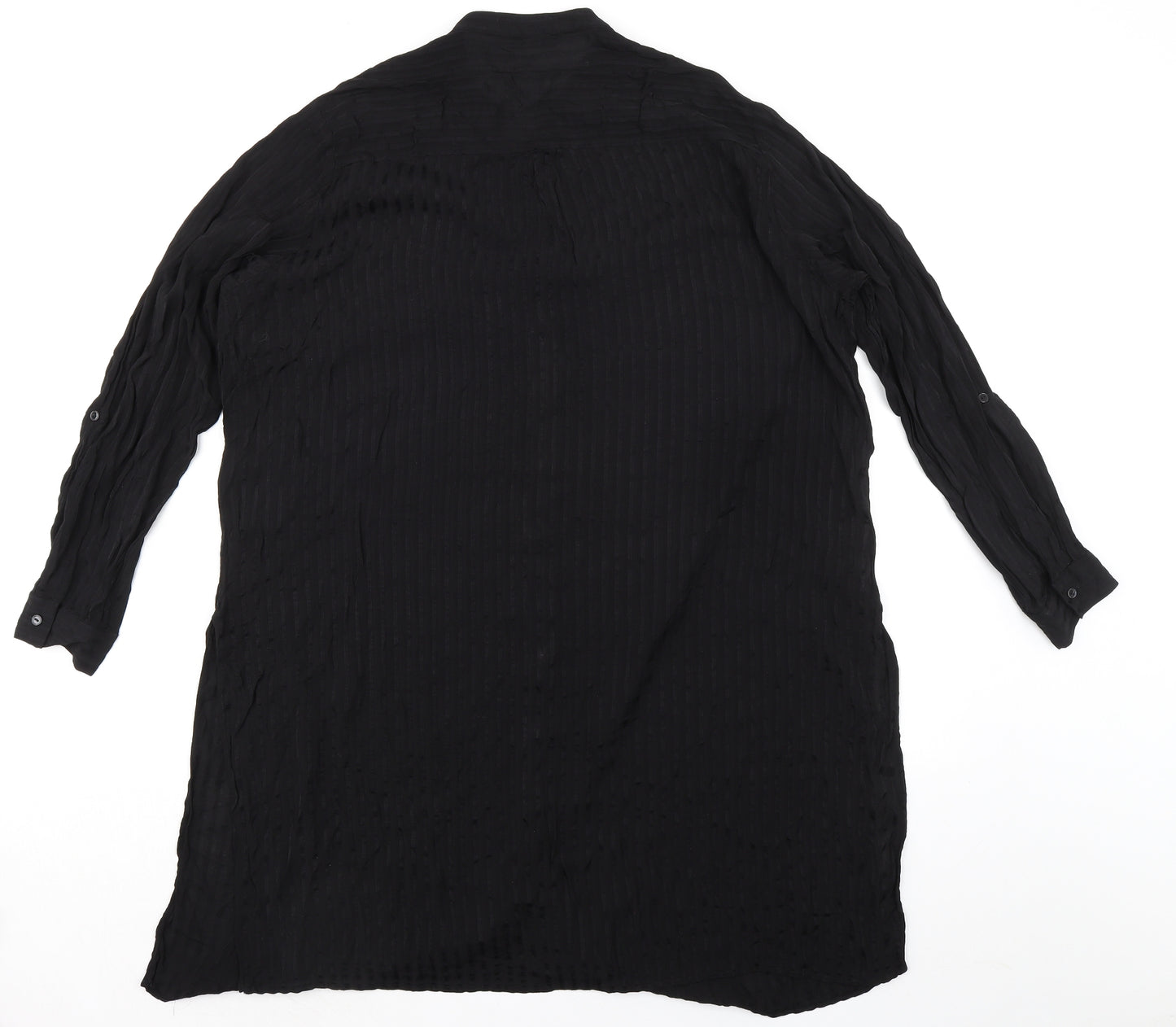 Marks and Spencer Womens Black Viscose Tunic Button-Up Size 22 Round Neck
