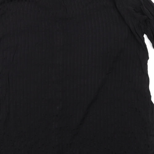 Marks and Spencer Womens Black Viscose Tunic Button-Up Size 22 Round Neck