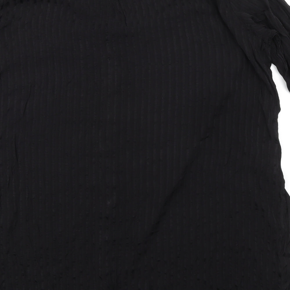 Marks and Spencer Womens Black Viscose Tunic Button-Up Size 22 Round Neck