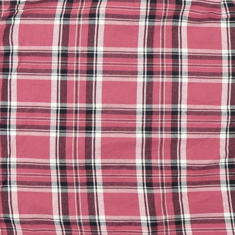New Look Girls Pink Plaid 100% Cotton Basic Button-Up Size 12 Years Collared Button