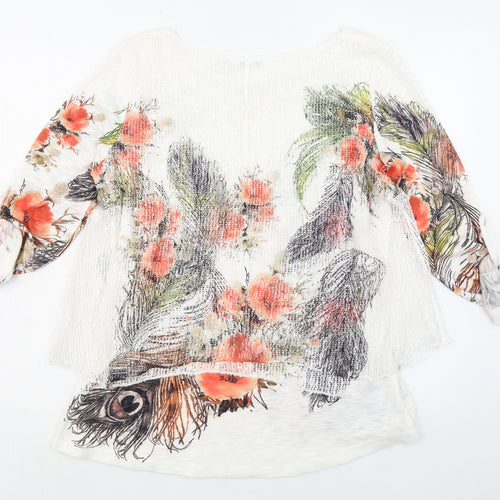Punt Roma Womens Multicoloured Floral Polyester Basic Blouse Size M Boat Neck - Layered