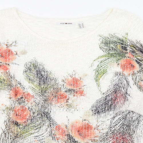 Punt Roma Womens Multicoloured Floral Polyester Basic Blouse Size M Boat Neck - Layered