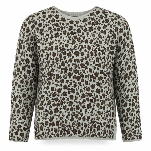 Marks and Spencer Womens Grey Round Neck Animal Print Acrylic Pullover Jumper Size 10 - Leopard Print