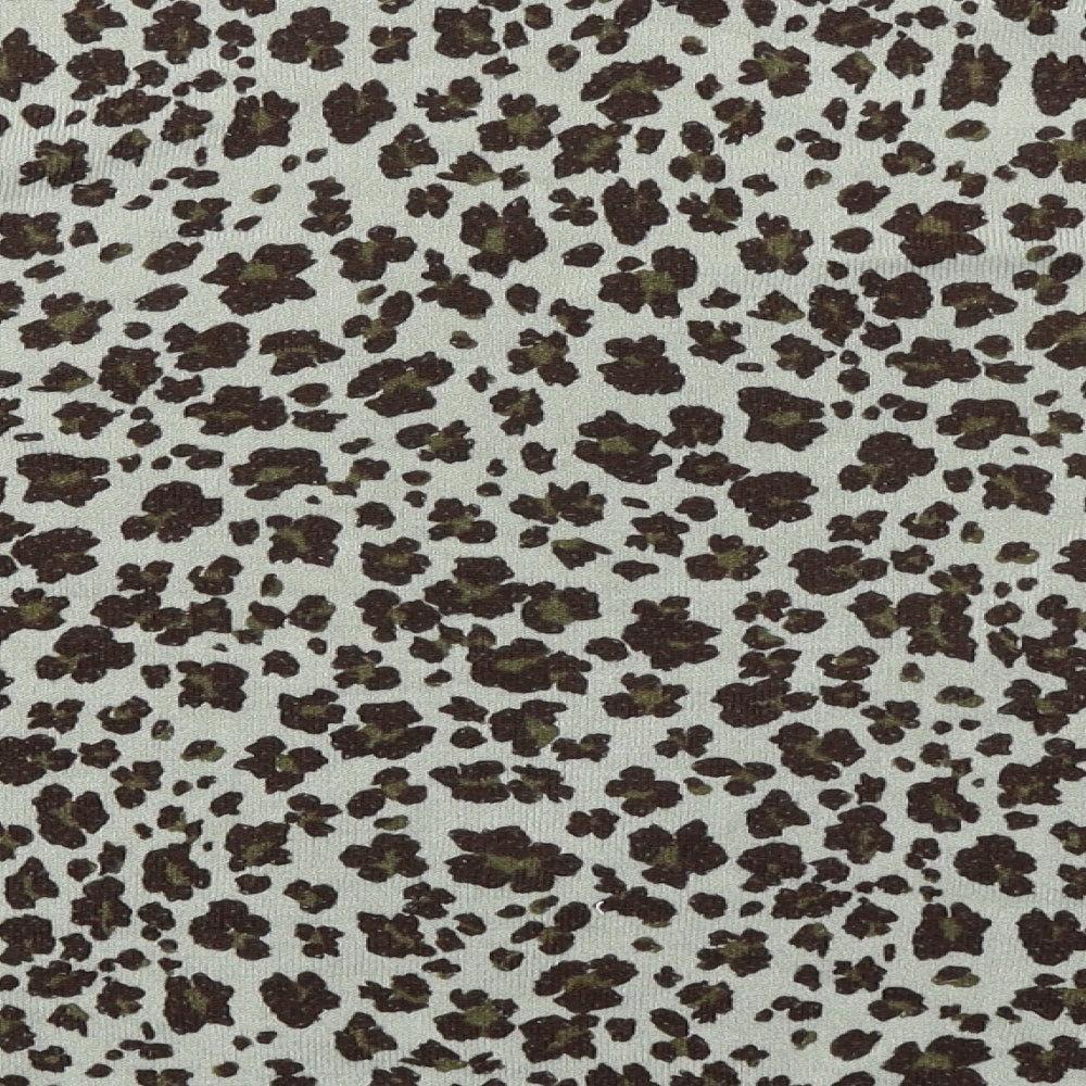 Marks and Spencer Womens Grey Round Neck Animal Print Acrylic Pullover Jumper Size 10 - Leopard Print