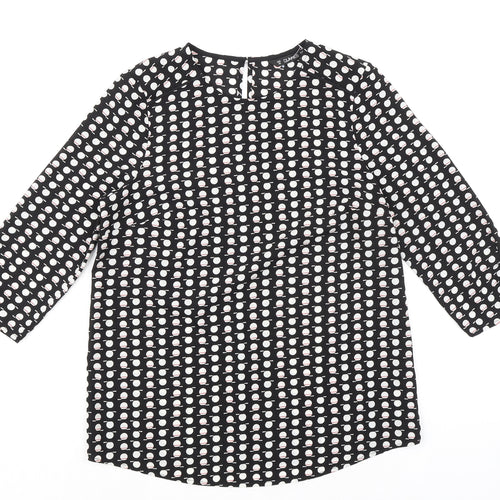 Dunnes Stores Womens Black Geometric Polyester Basic Blouse Size XS Round Neck