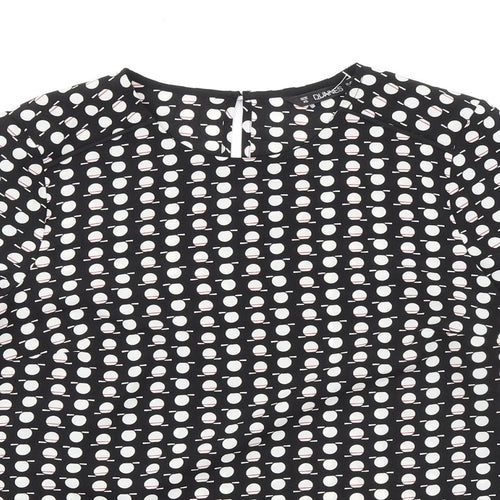Dunnes Stores Womens Black Geometric Polyester Basic Blouse Size XS Round Neck