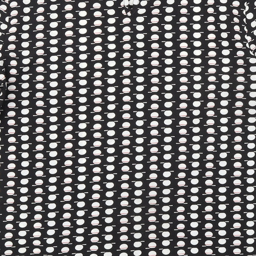 Dunnes Stores Womens Black Geometric Polyester Basic Blouse Size XS Round Neck