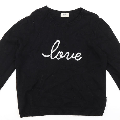 Hush Womens Black Round Neck Cotton Pullover Jumper Size L - Love