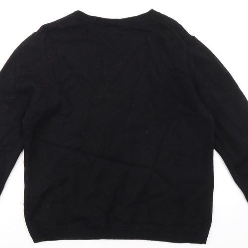 Hush Womens Black Round Neck Cotton Pullover Jumper Size L - Love
