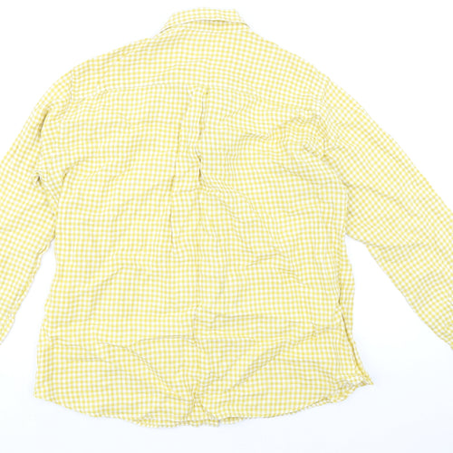 Uniqlo Mens Yellow Check Linen Button-Up Size M Collared Button
