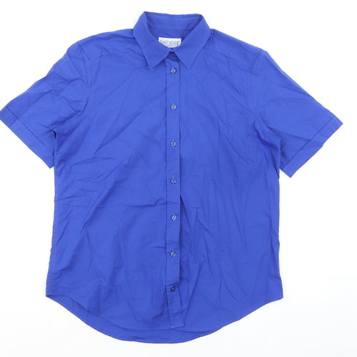 James Meade Womens Blue Polyester Basic Button-Up Size 14 Collared