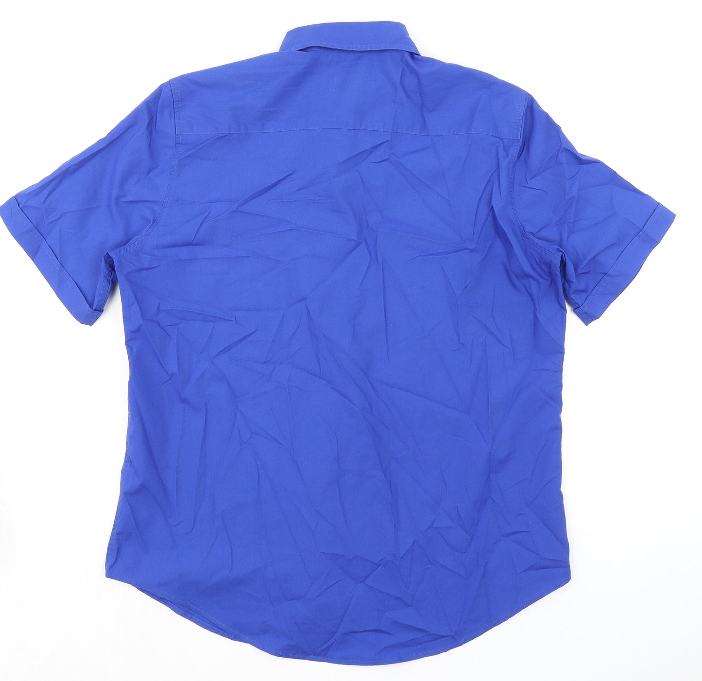 James Meade Womens Blue Polyester Basic Button-Up Size 14 Collared