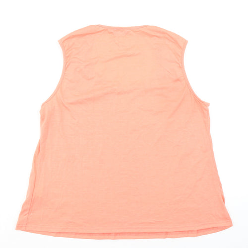 CHICME Womens Orange Polyester Basic Tank Size L Scoop Neck