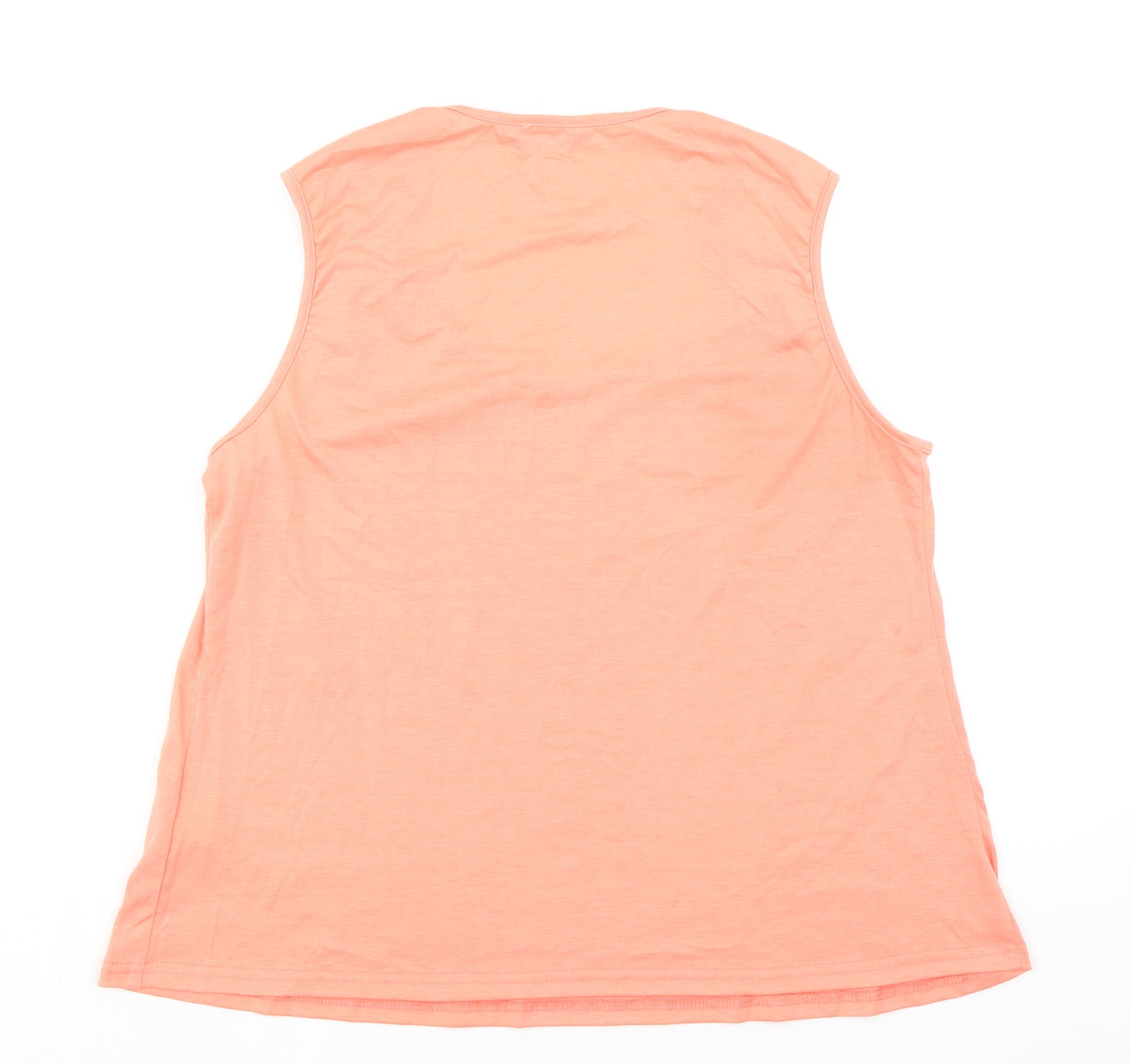 CHICME Womens Orange Polyester Basic Tank Size L Scoop Neck