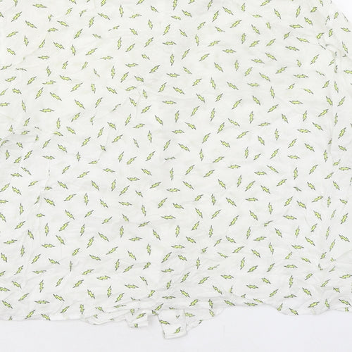 H&M Womens Ivory Geometric Viscose Basic Button-Up Size 10 Collared - Lightening Bolt