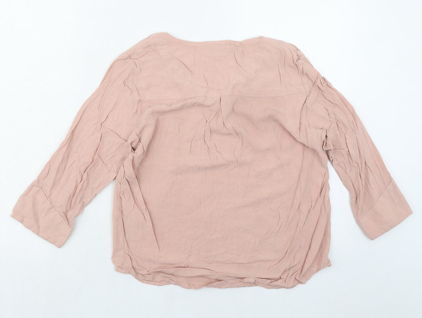Object Womens Pink Viscose Basic Blouse Size 8 V-Neck