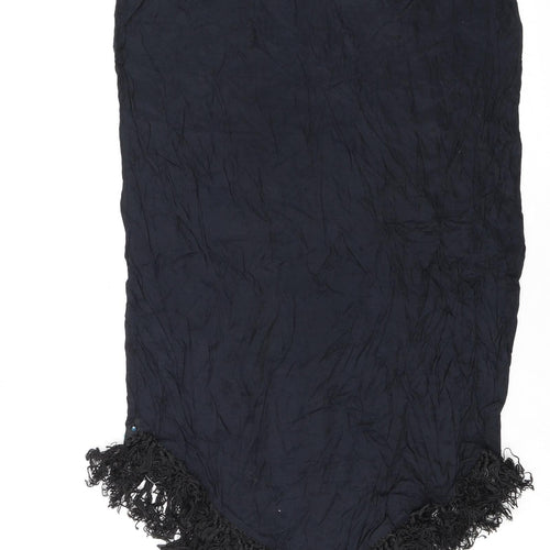 River Island Womens Black Floral Viscose A-Line Skirt Size 12 Tie