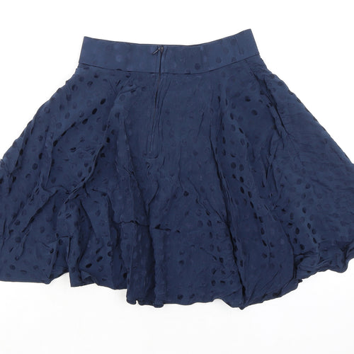 ORSAY Womens Blue Polka Dot Viscose Swing Skirt Size 8 Zip