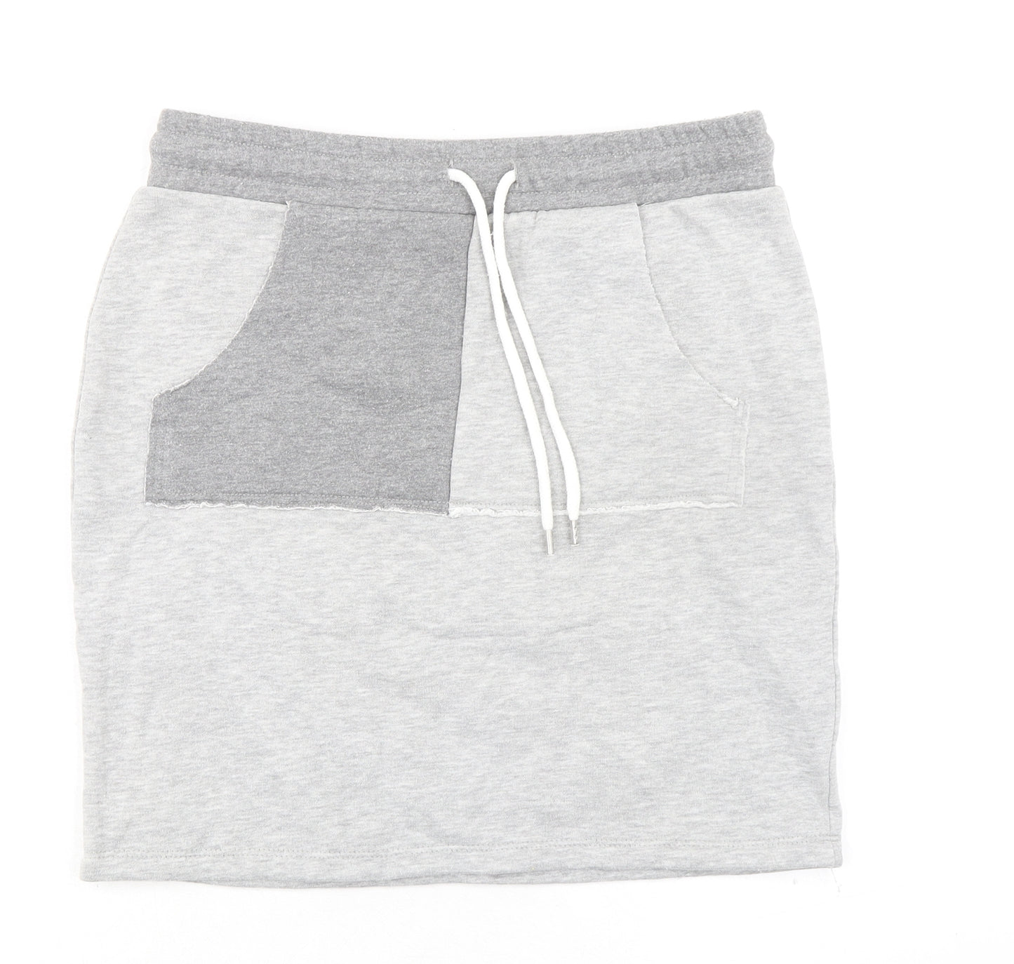 River Island Womens Grey Cotton A-Line Skirt Size 10 Drawstring