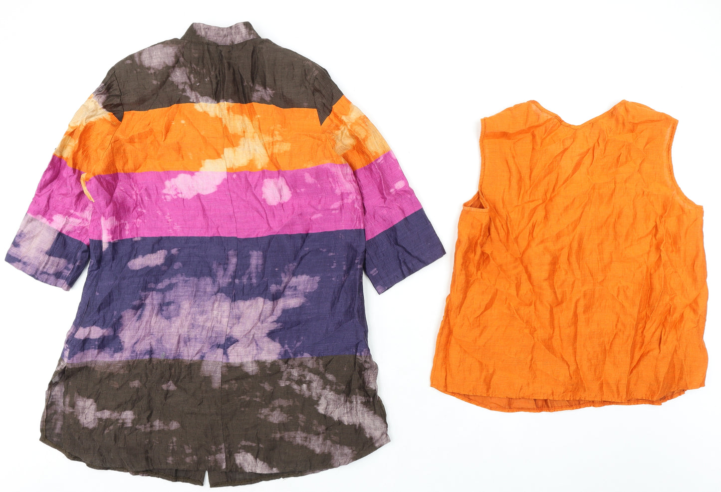 Verse Womens Multicoloured Striped Polyester Basic Button-Up Size 16 Mock Neck - Two Piece Shirt and Tank