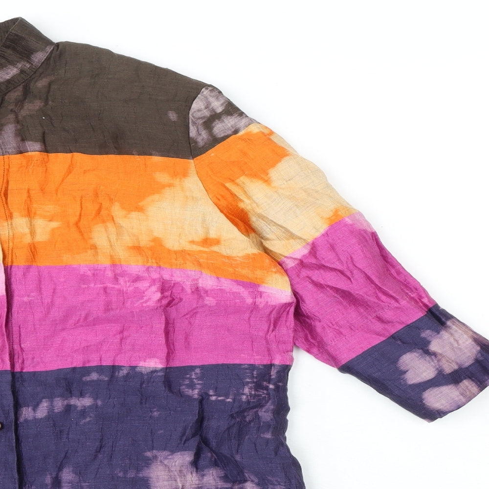 Verse Womens Multicoloured Striped Polyester Basic Button-Up Size 16 Mock Neck - Two Piece Shirt and Tank