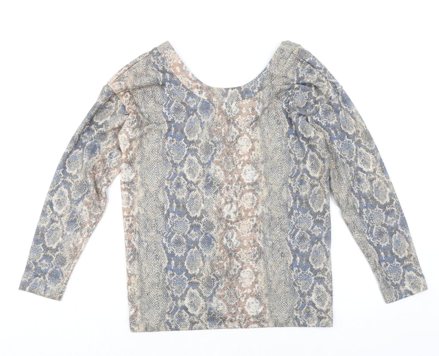 NEXT Womens Multicoloured Animal Print Polyester Basic T-Shirt Size 12 Round Neck - Snakeskin Pattern