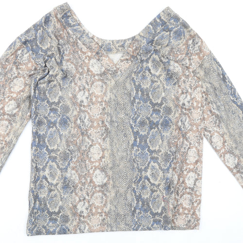 NEXT Womens Multicoloured Animal Print Polyester Basic T-Shirt Size 12 Round Neck - Snakeskin Pattern