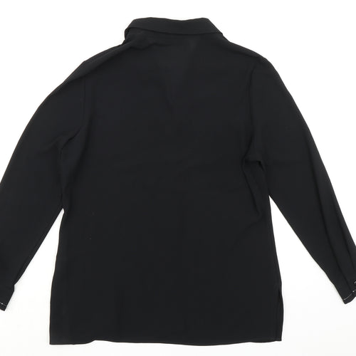 St Michael Womens Black Polyester Basic Button-Up Size 12 Collared
