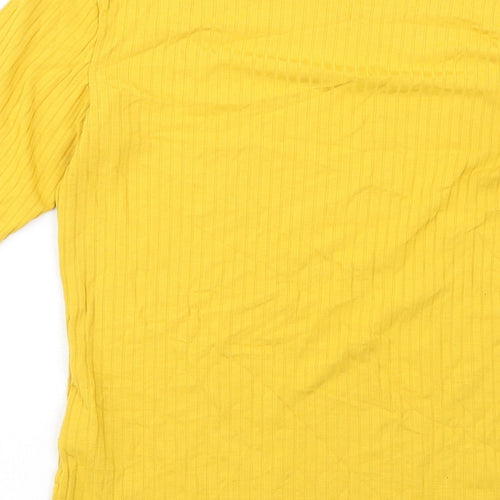Warehouse Womens Yellow Viscose Basic T-Shirt Size 8 Mock Neck