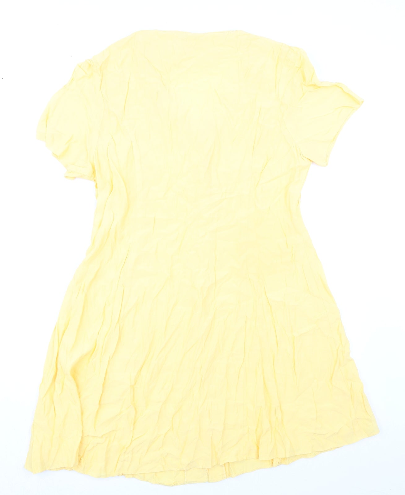 New Look Womens Yellow Polyester A-Line Size 16 V-Neck Button