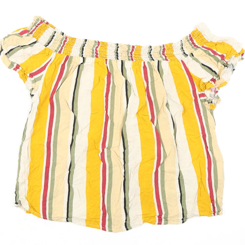 Collection Pimkie Womens Multicoloured Striped Viscose Basic Blouse Size M Off the Shoulder