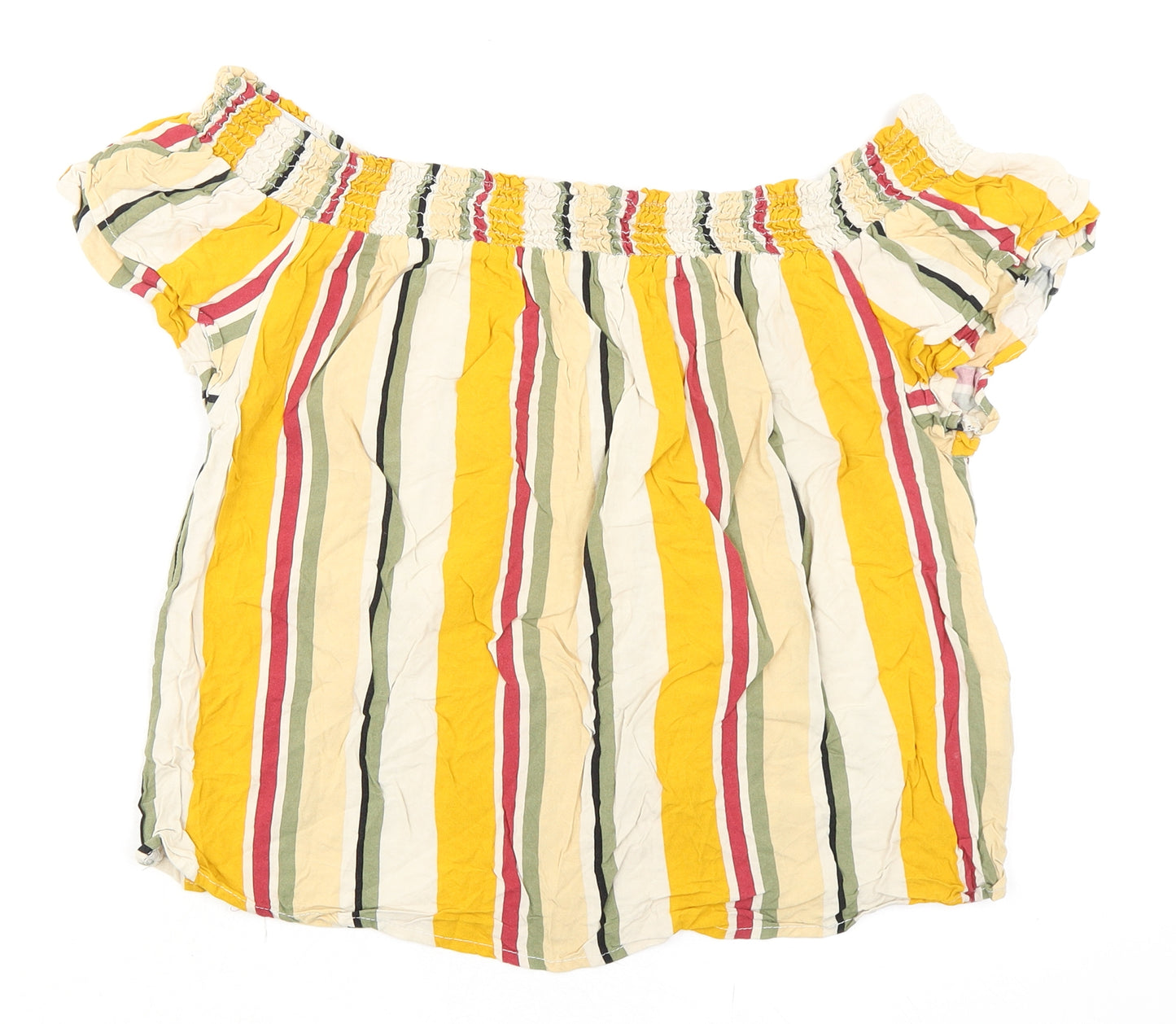 Collection Pimkie Womens Multicoloured Striped Viscose Basic Blouse Size M Off the Shoulder
