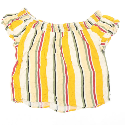 Collection Pimkie Womens Multicoloured Striped Viscose Basic Blouse Size M Off the Shoulder