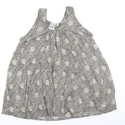 Phool Womens Beige Geometric 100% Cotton Basic Tank Size 12 Round Neck
