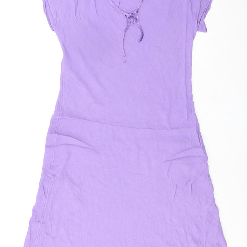 Marks and Spencer Womens Purple Viscose A-Line Size 18 V-Neck Pullover