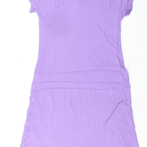 Marks and Spencer Womens Purple Viscose A-Line Size 18 V-Neck Pullover