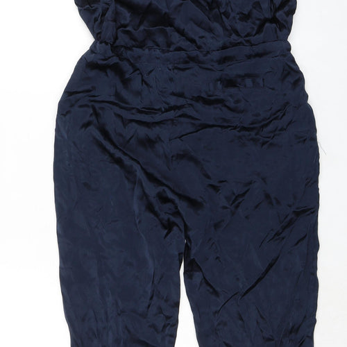 Clu Womens Blue 100% Silk Jumpsuit One-Piece Size M L29 in Drawstring