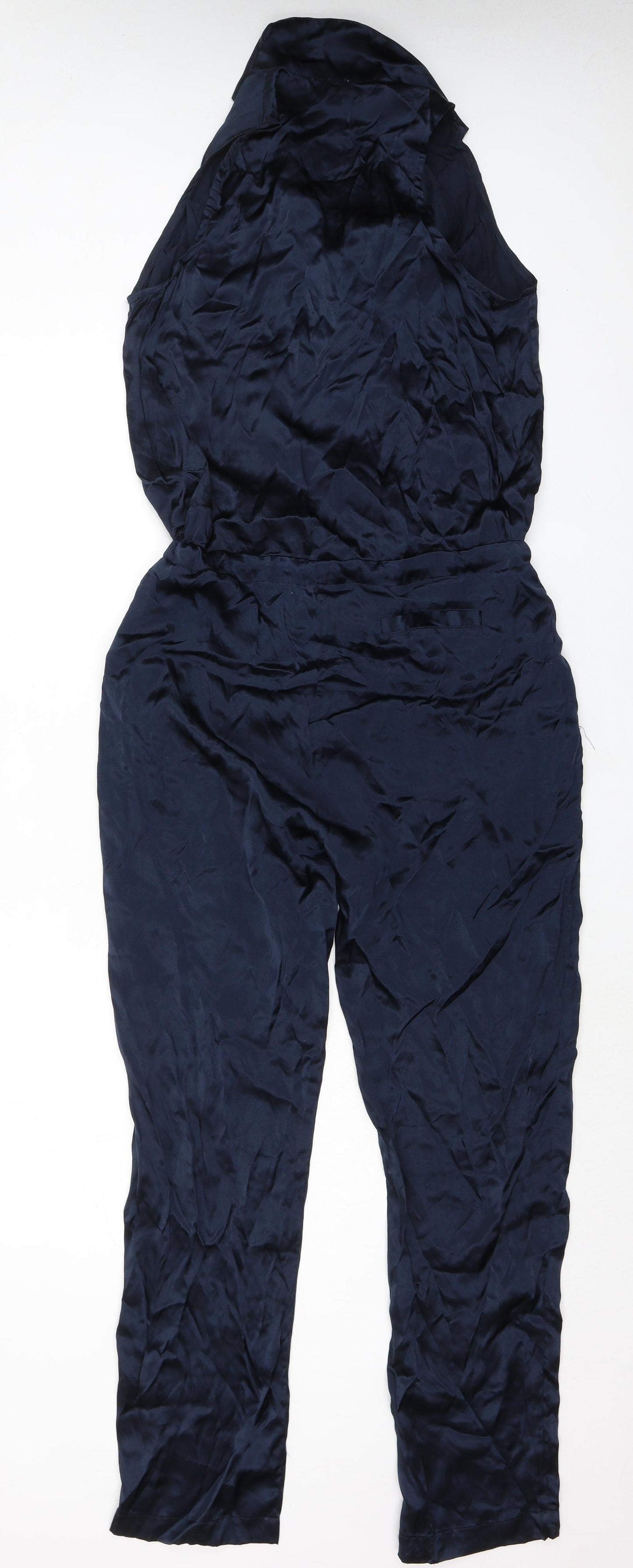 Clu Womens Blue 100% Silk Jumpsuit One-Piece Size M L29 in Drawstring