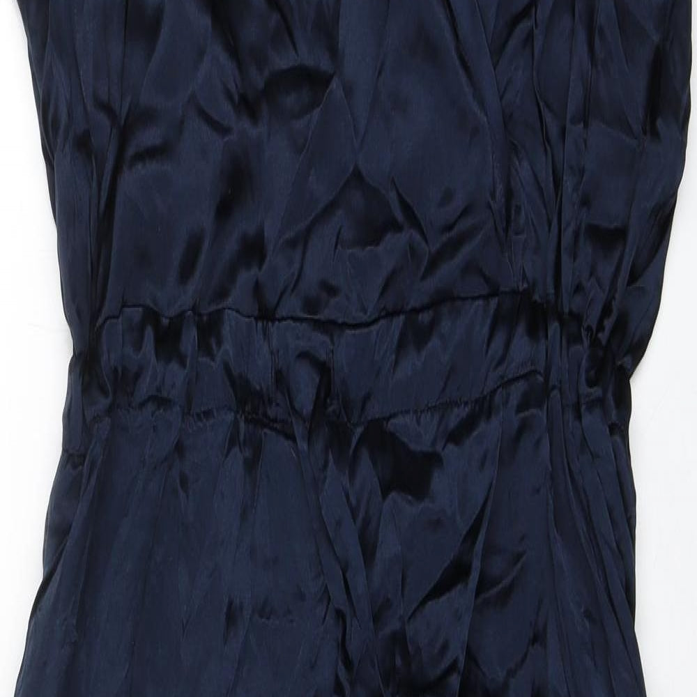 Clu Womens Blue 100% Silk Jumpsuit One-Piece Size M L29 in Drawstring