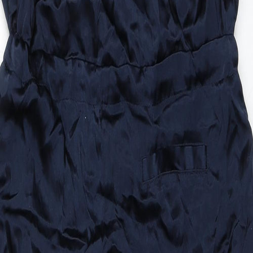 Clu Womens Blue 100% Silk Jumpsuit One-Piece Size M L29 in Drawstring