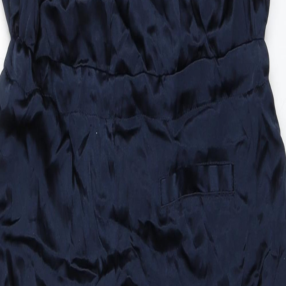 Clu Womens Blue 100% Silk Jumpsuit One-Piece Size M L29 in Drawstring