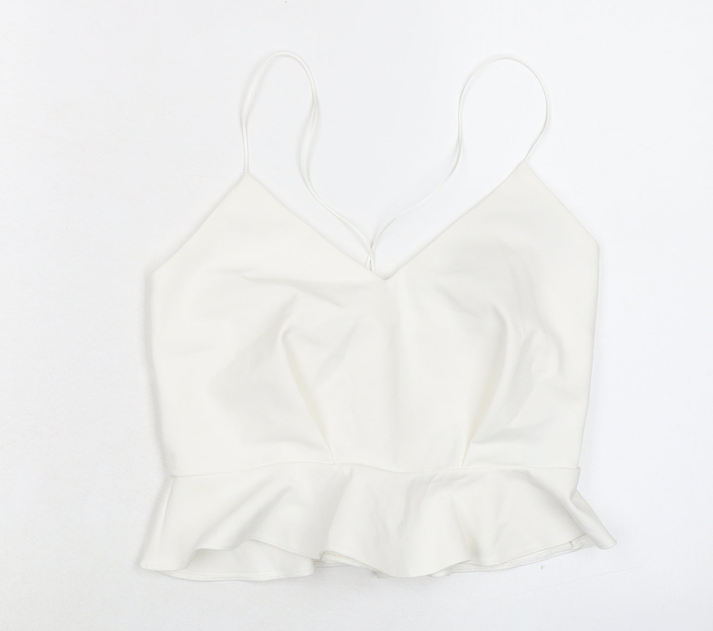 River Island Womens White Polyester Cropped Tank Size 8 V-Neck