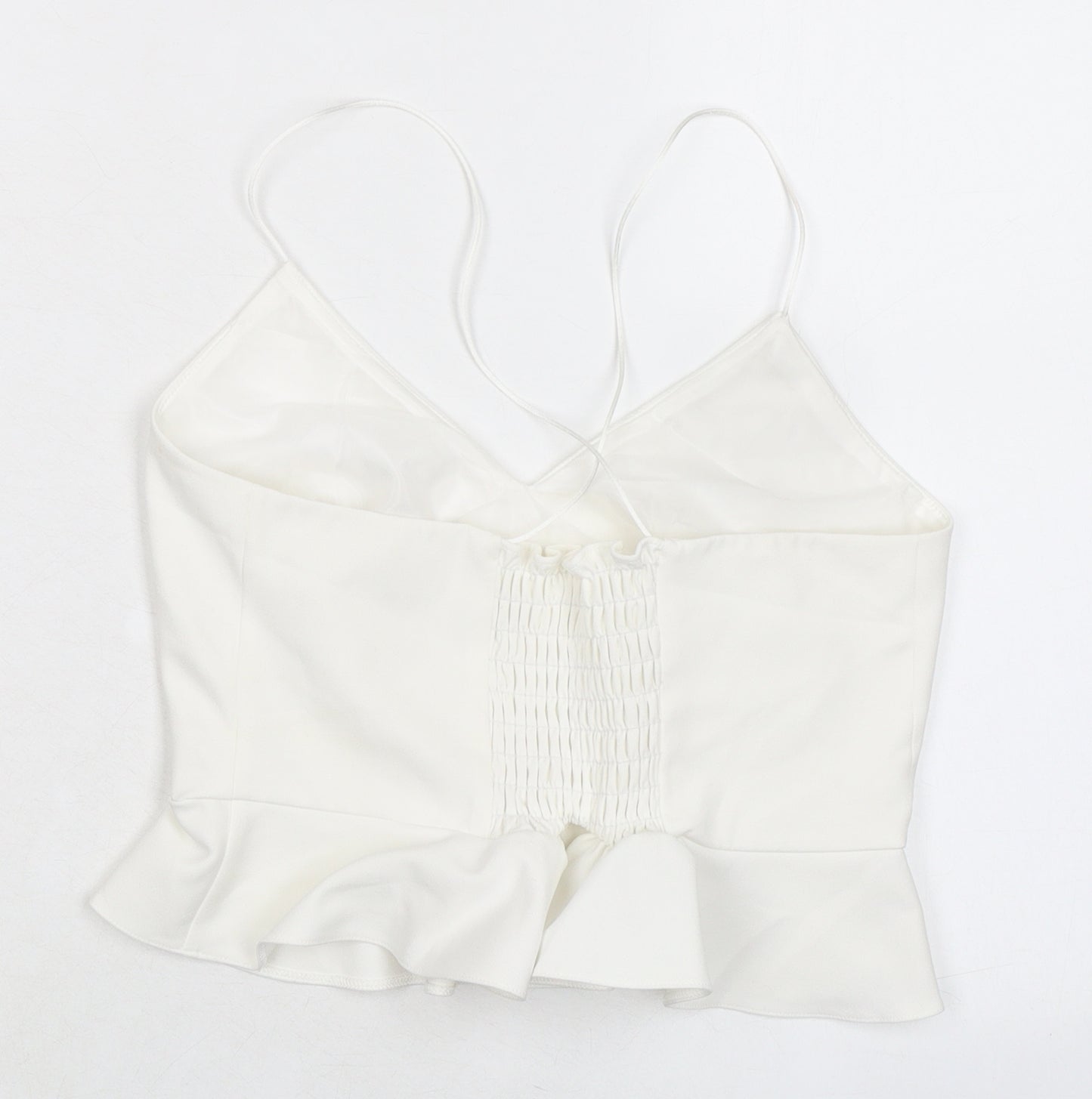 River Island Womens White Polyester Cropped Tank Size 8 V-Neck