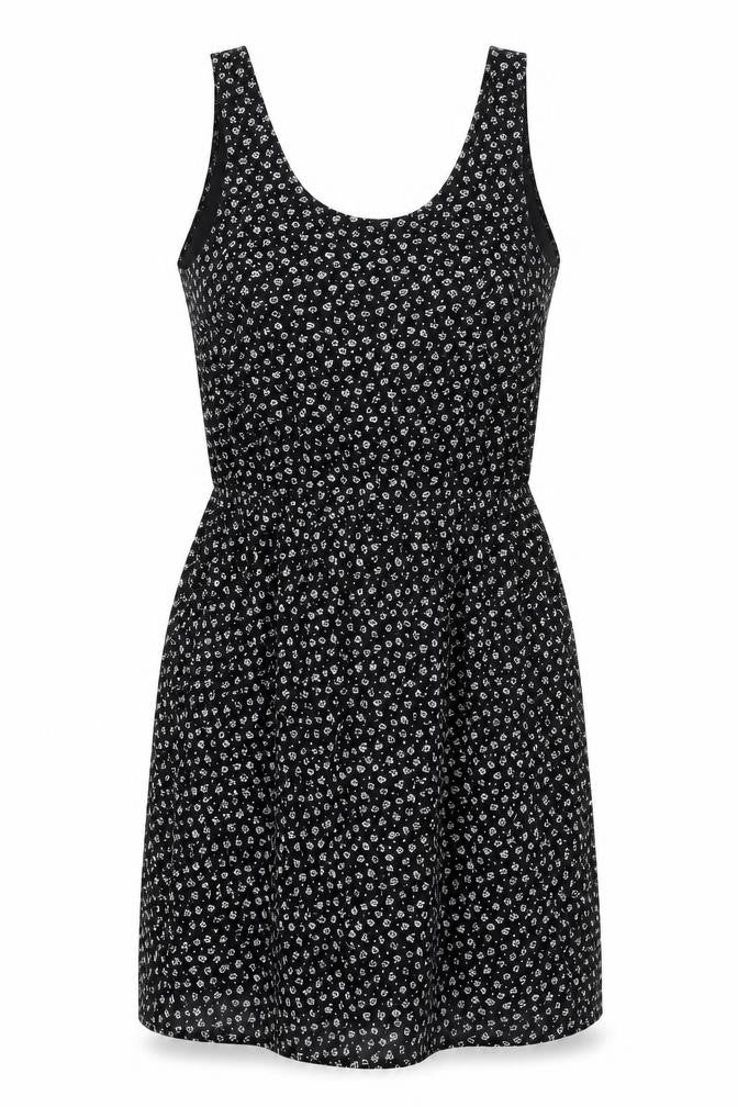 Divided by H&M Womens Black Geometric Polyester Tank Dress Size 8 Scoop Neck Pullover